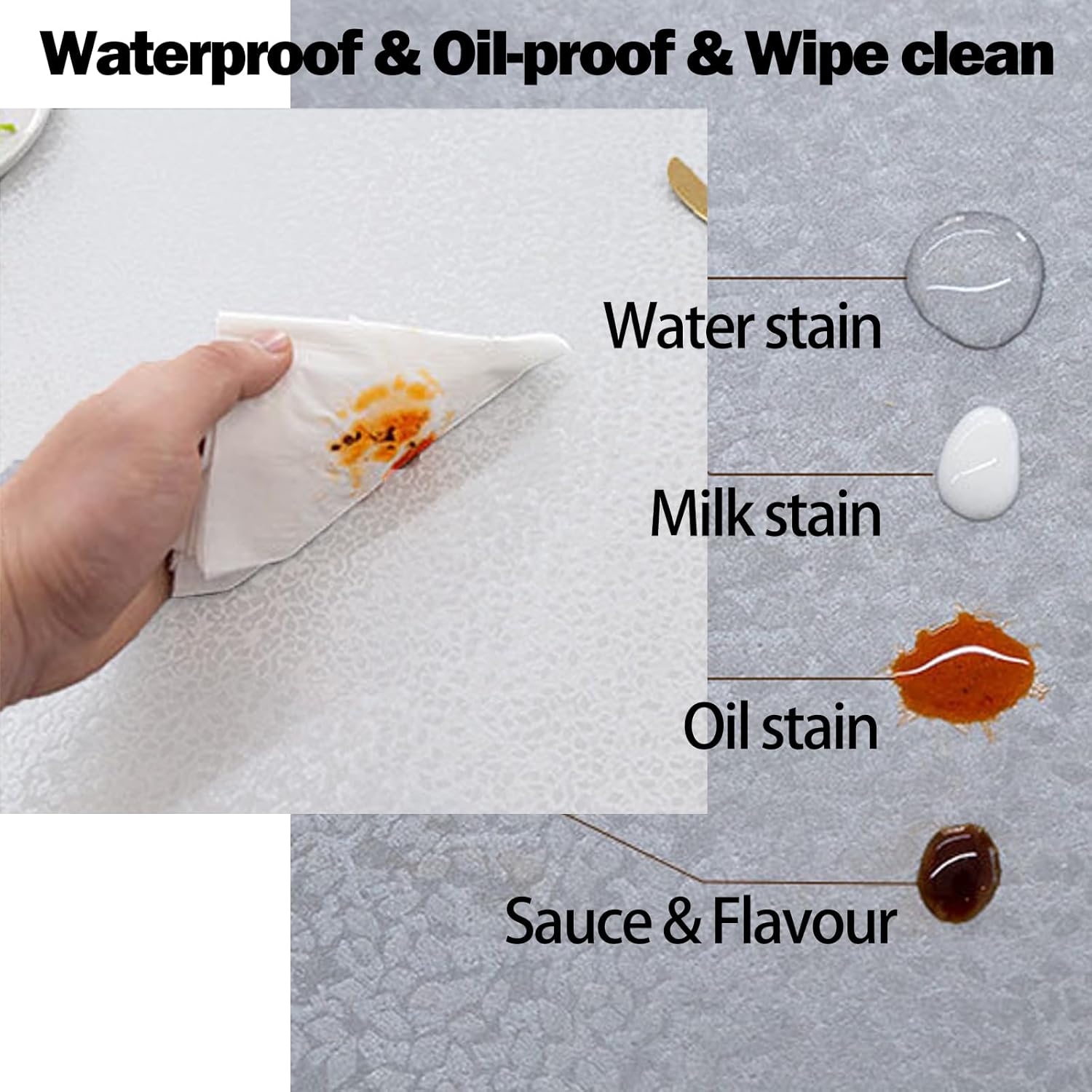 Jeloris Round Waterproof Vinyl Tablecloth, Stain Resistant Heavy Plastic Tablecloth, Wipeable Spillproof Oil-Proof Vinyl Table Cover for Kitchen, Dining, Parties, Wedding (78 inch, White)