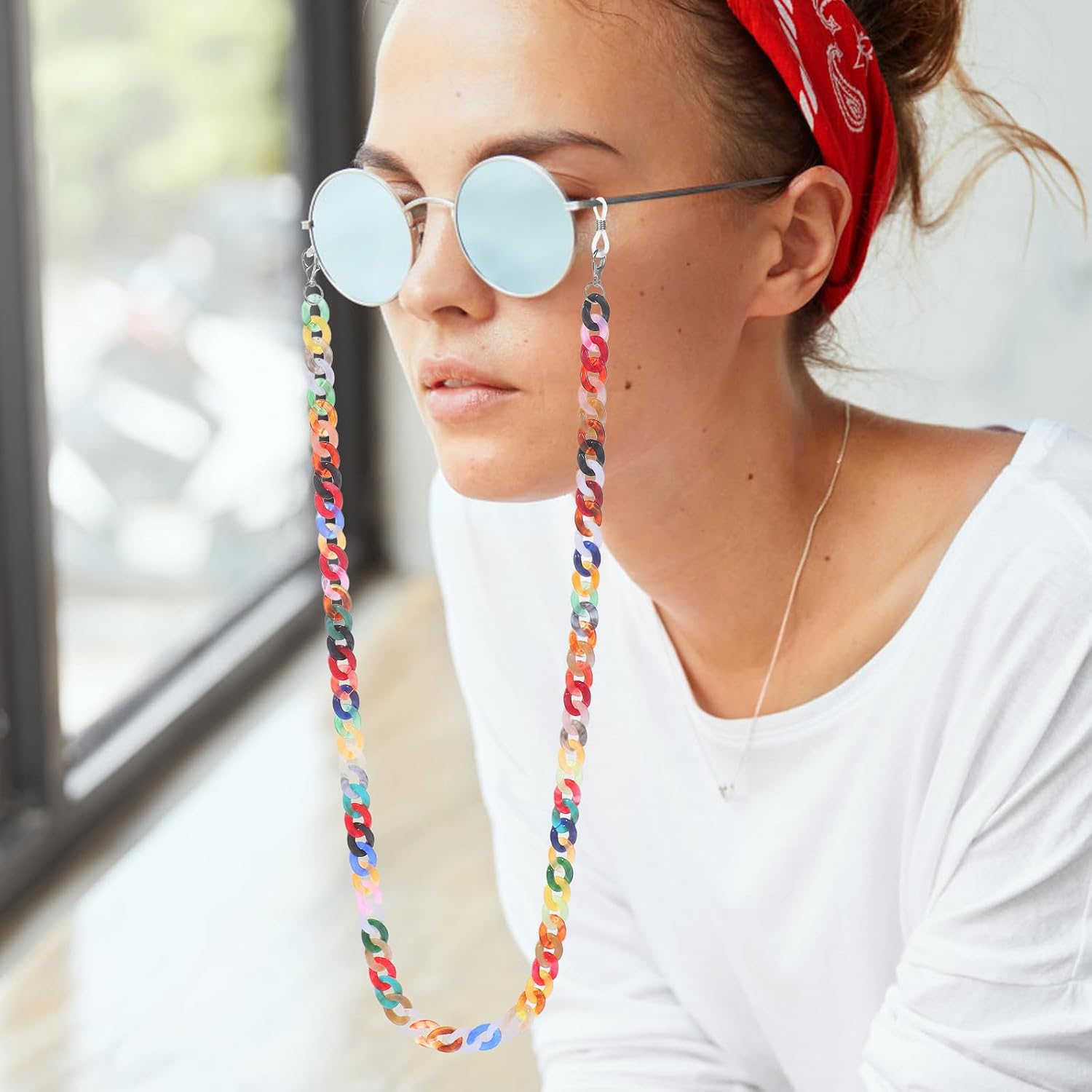 3pcs Acrylic Eyeglass Chain for Men and Women, Stylish and Secure Chain Design Easy Attachment, for Daily Use and Work