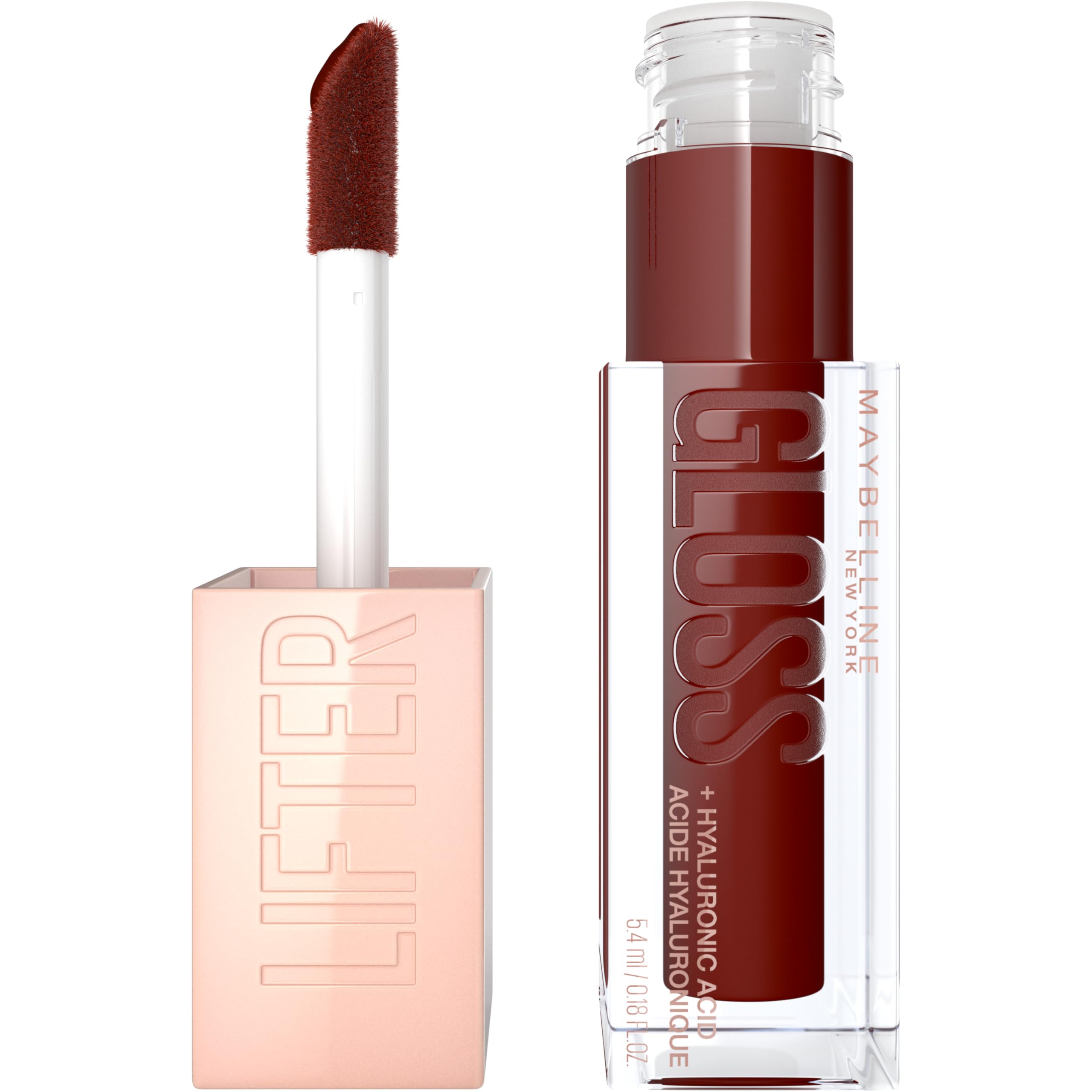 MAYBELLINE Lifter Gloss, Hydrating Honey'd Lip Gloss with Hyaluronic Acid, High Shine for Plumper Looking Lips, Maple, 1 Count 28 MAPLE 0.18 Fl Oz (Pack of 1)