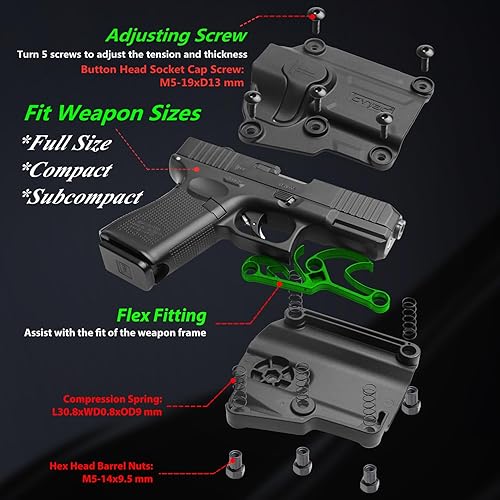 Miniatura 2 de Funda Mega-Fit con trabilla baja para cinturón, se adapta a las pistolas semiautomáticas compactas y de tamaño completo más populares, opciones para
