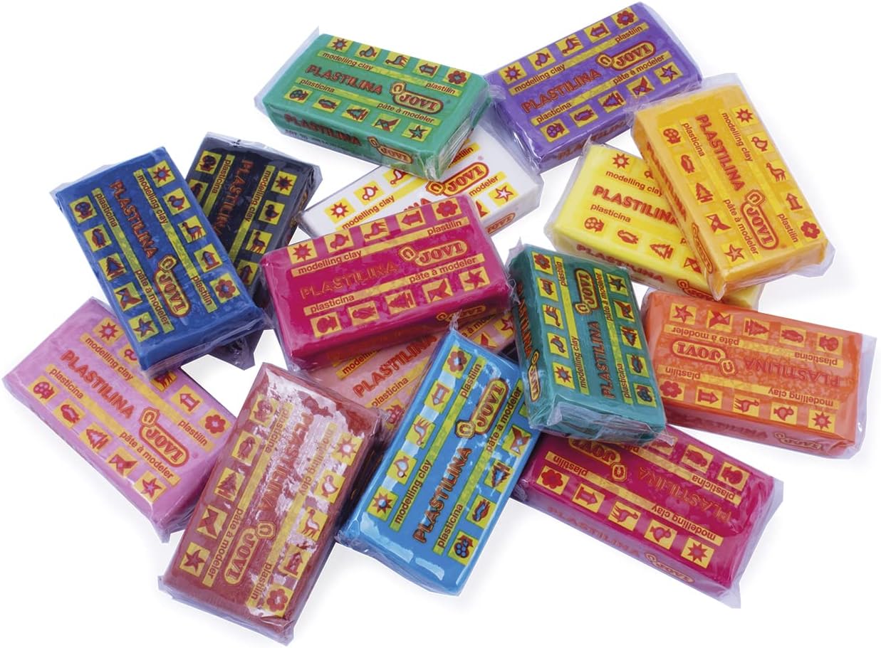 Jovi Plastilina Reusable and Non-Drying Modeling Clay, Set of 30 1.75 Oz. Plasticine Bars, 2 Each of 15 Colors, Non-Toxic and Gluten-Free, for Arts and Crafts Projects - Image 4