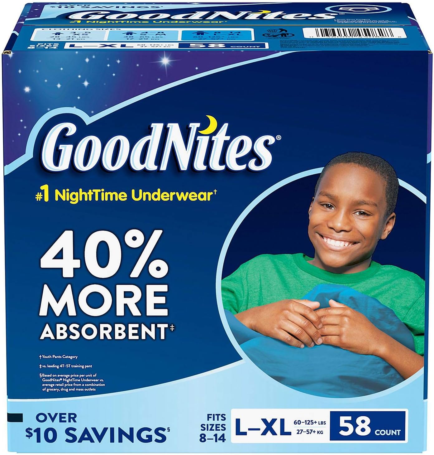 GoodNites Bedtime Bedwetting Underwear for Boys, (L-XL, 58 Ct)