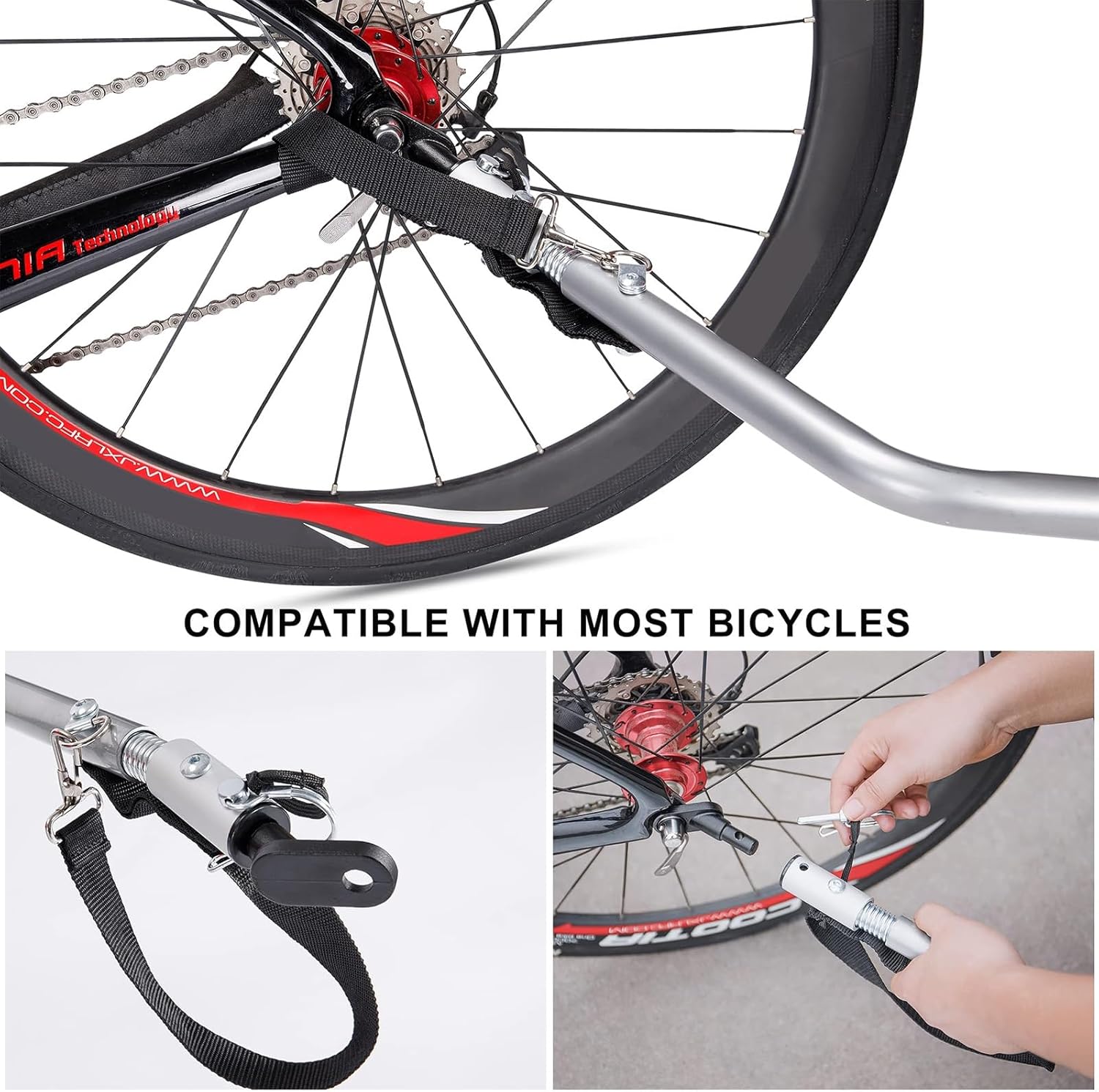 Bike Cargo Trailer with Detached Cover, Anti-Rust Steel Frame and Universal Trailer Hitch, for Moving Houses, Camping and Shopping
