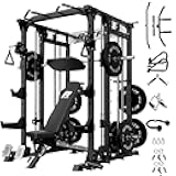 RitFit Buffalo Smith Machine, Power cage with LAT-Pull Down System & Cable Crossover System, All-in-One Squat Rack for Home Gym, Power Rack