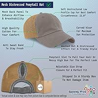 Vista 2 de Gorra de cola de caballo para mujer, diseño de criaturas míticas Bigfoot de algodón de hada envejecida