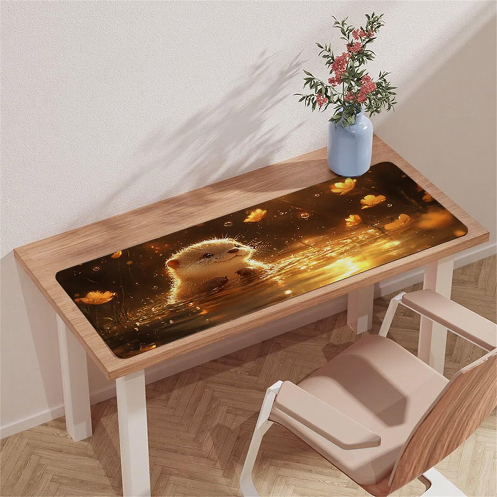 Pomarańczowa podkładka pod mysz do gier XXL 1200 x 600 mm podkładka pod mysz pod biurko wodoodporna podkładka pod mysz zwierzę z antypoślizgową gumową podstawą szyte krawędzie mata pod mysz do biura i