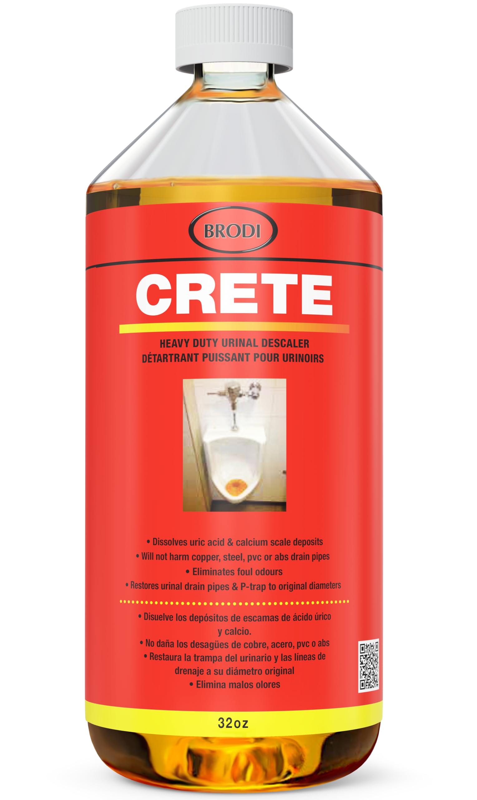 CRETE środek do czyszczenia odpływu pisuaru, klasa komercyjna, przywraca rurom oryginalną średnicę, odkamieniacz i dezodoryzator, bezpieczny dla rur, bez ostrych oparów, środek do usuwania soli moczu