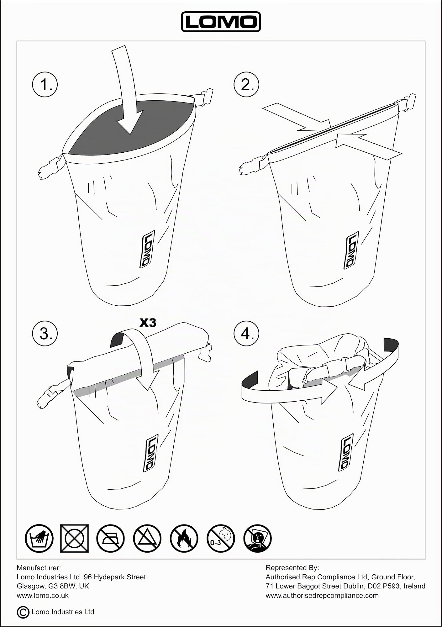 Lomo Sac étanche à fermeture enroulable pour kayak et SUP
