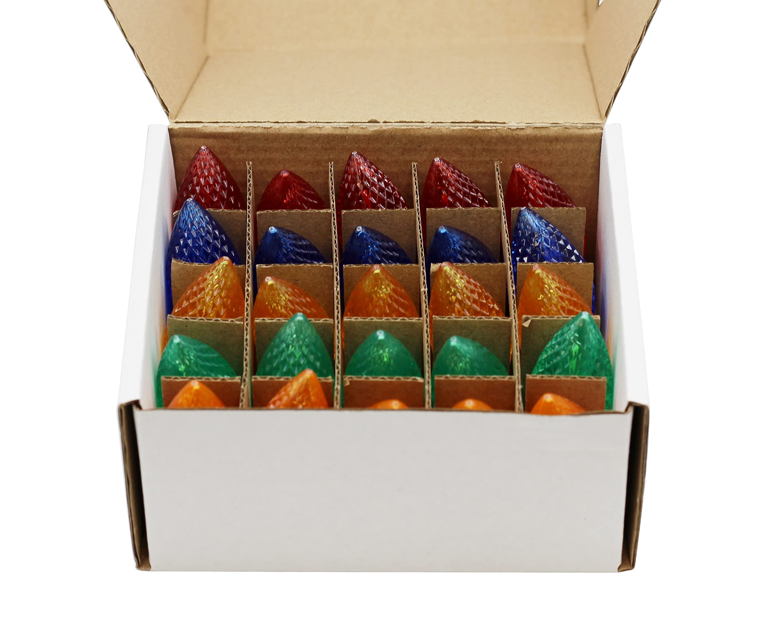 Creative Hobbies Pack of 25 C7 Faceted LED Multicolor Replacement