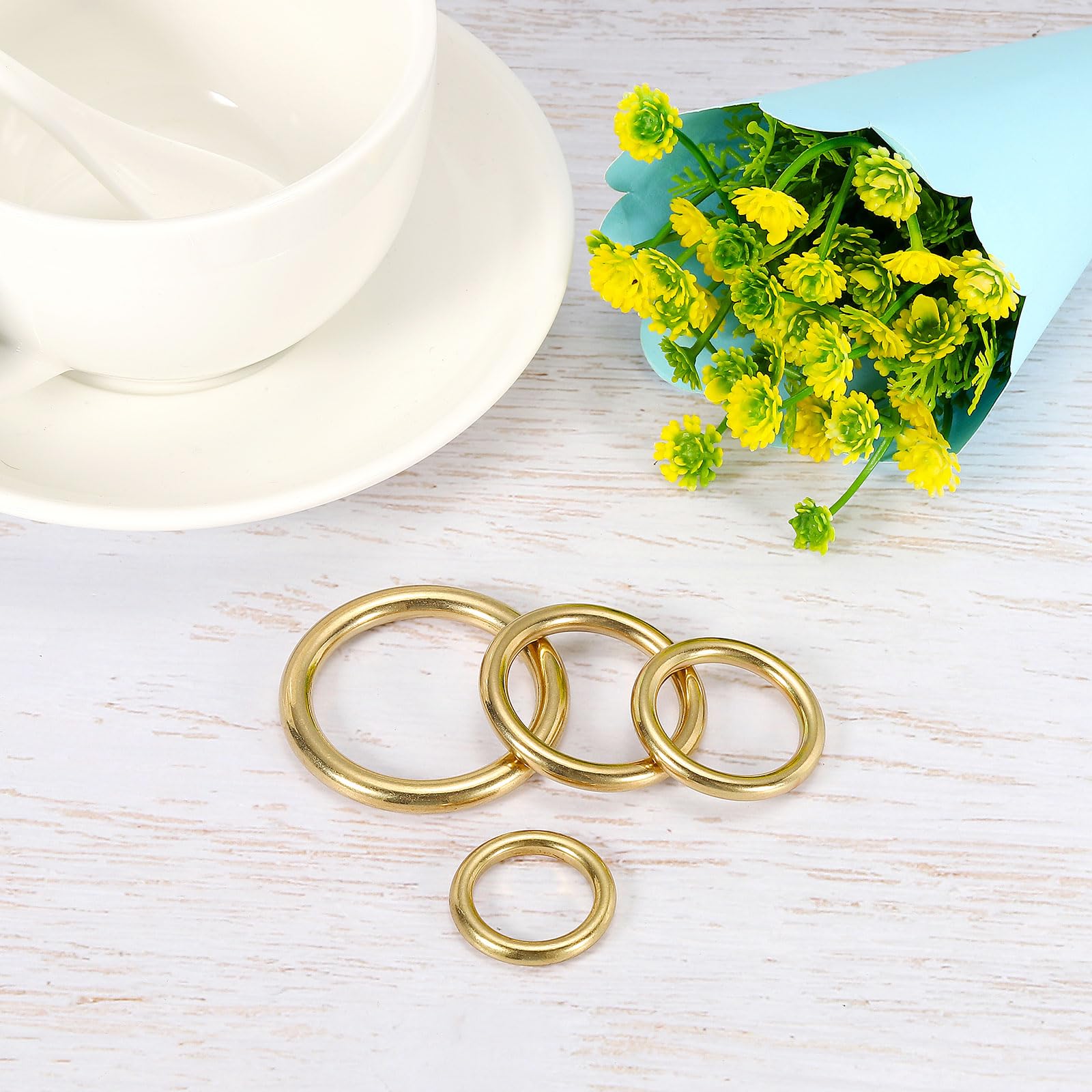 PATIKIL Brass O Ring, 4 Pack 0.8 Inch Inner Dia Solid Brass Round Ring Circle Loop Buckle for Leather Craft Purse Bag - Image 4
