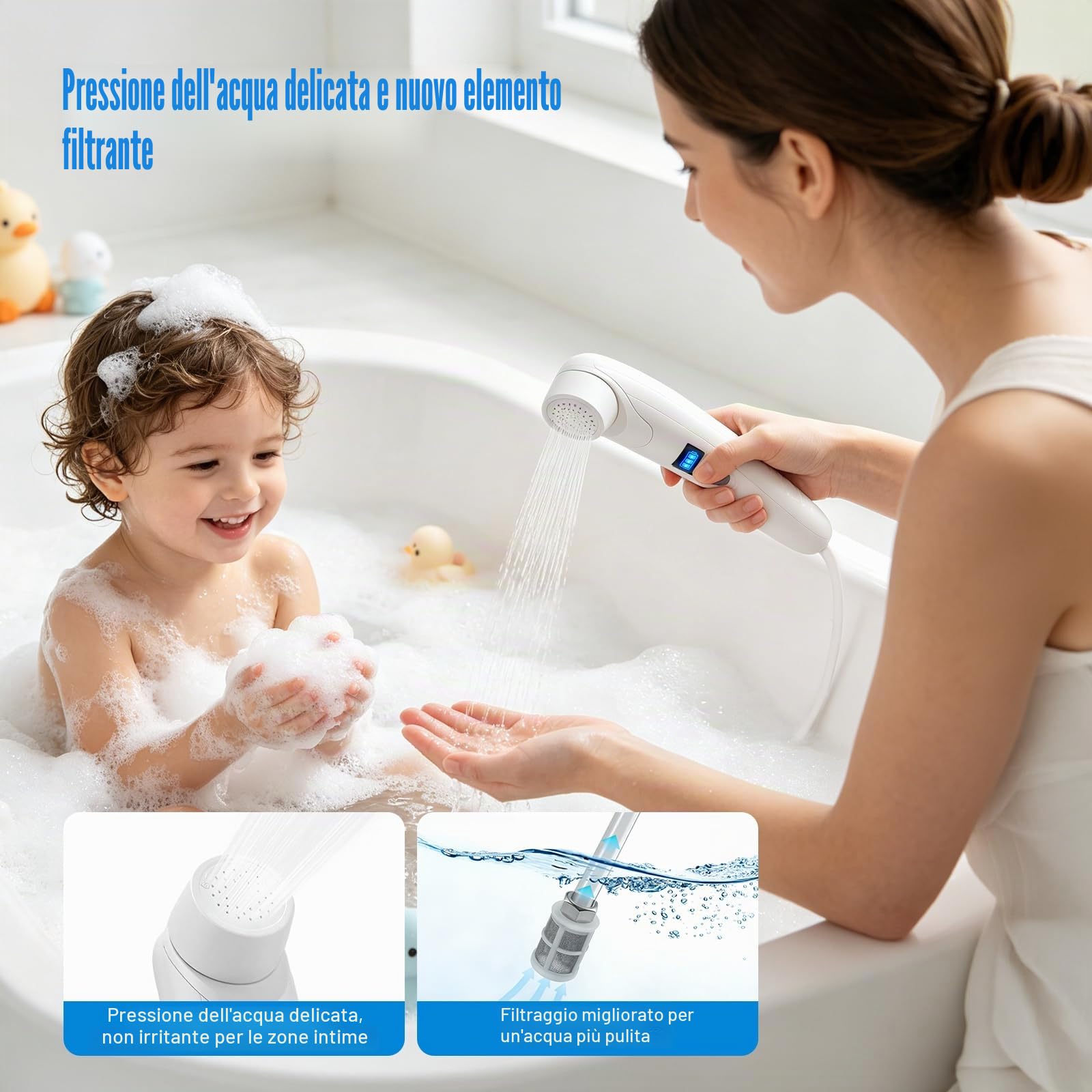 Bidet Portatile Elettrico 3L, Doccia Portabile Ricaricabile USB per WC, Spruzzatore a Mano con Batteria 2200mAh IPX6, Bidet da Viaggio Ideale per Campeggio Viaggio Donna Uomo Anziano, Cura Postpartum