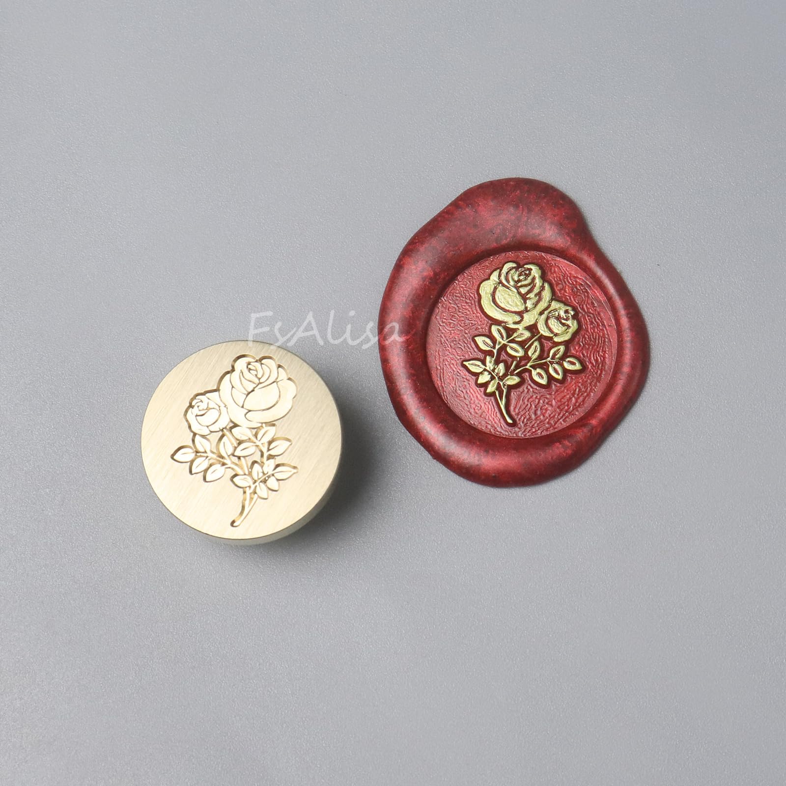 fsalisa Botanical Wax Seal Stamp Head Rose Brass Head without Handle Flower Plant Sealing Wax Stamp Head Embellishment Wedding Invitations - Image 2