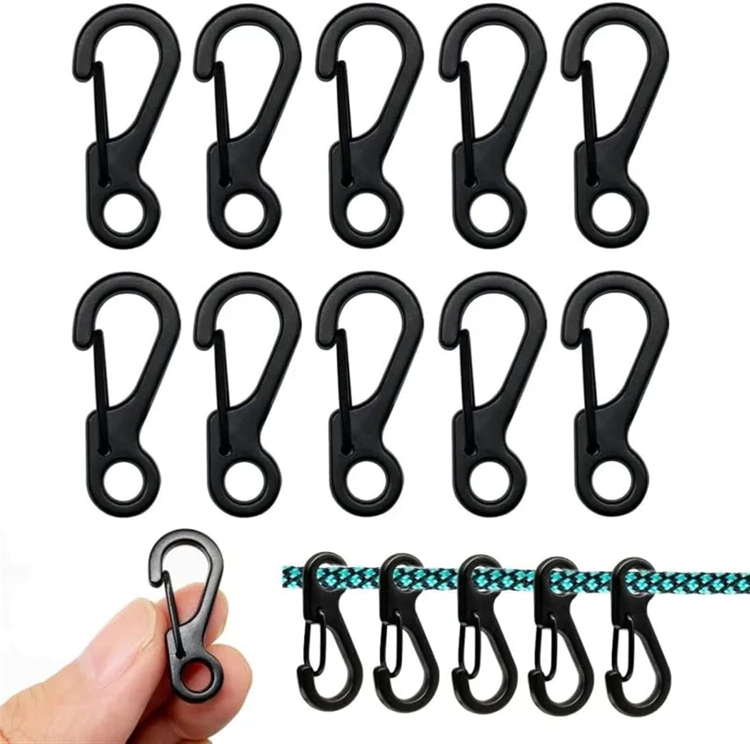 Snap Clips Snap Hooks 10Pc Mini Alloy Clip Tiny Spring Hook for Camping Paracord Backpack Bottle Using Keychain Accessorie(10pcs Big Silver)