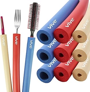 Vive Foam Tubing (9 Pack) - Utensil Padding Grips - Spoon, Fork Round Hollow Medical Closed Cell Tube - Cut to Length - Provides Wider, Larger Grip Pipe Tool for Dexterity, Disabled, Elderly