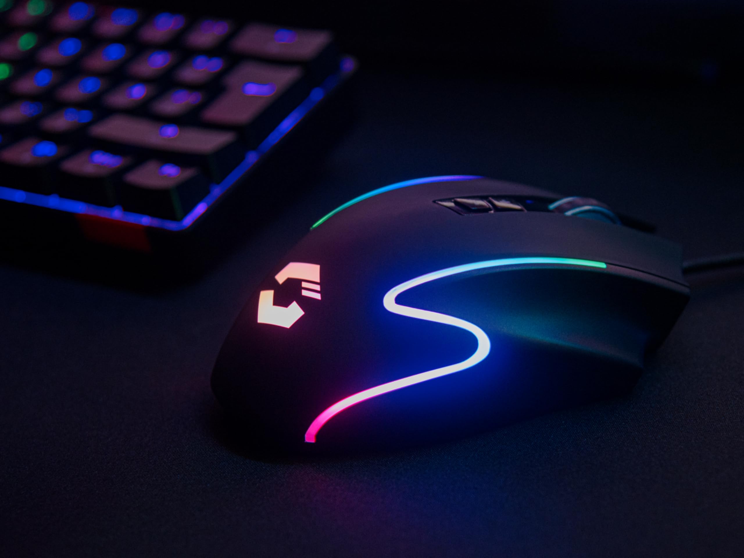 Speedlink DECUS NX - RGB Gaming Maus mit Kabel, bis 12800dpi, Programmierbar, Dauerfeuer Taste, USB kabelgebunden ummantelt, 1000Hz Pollingrate, schwarz