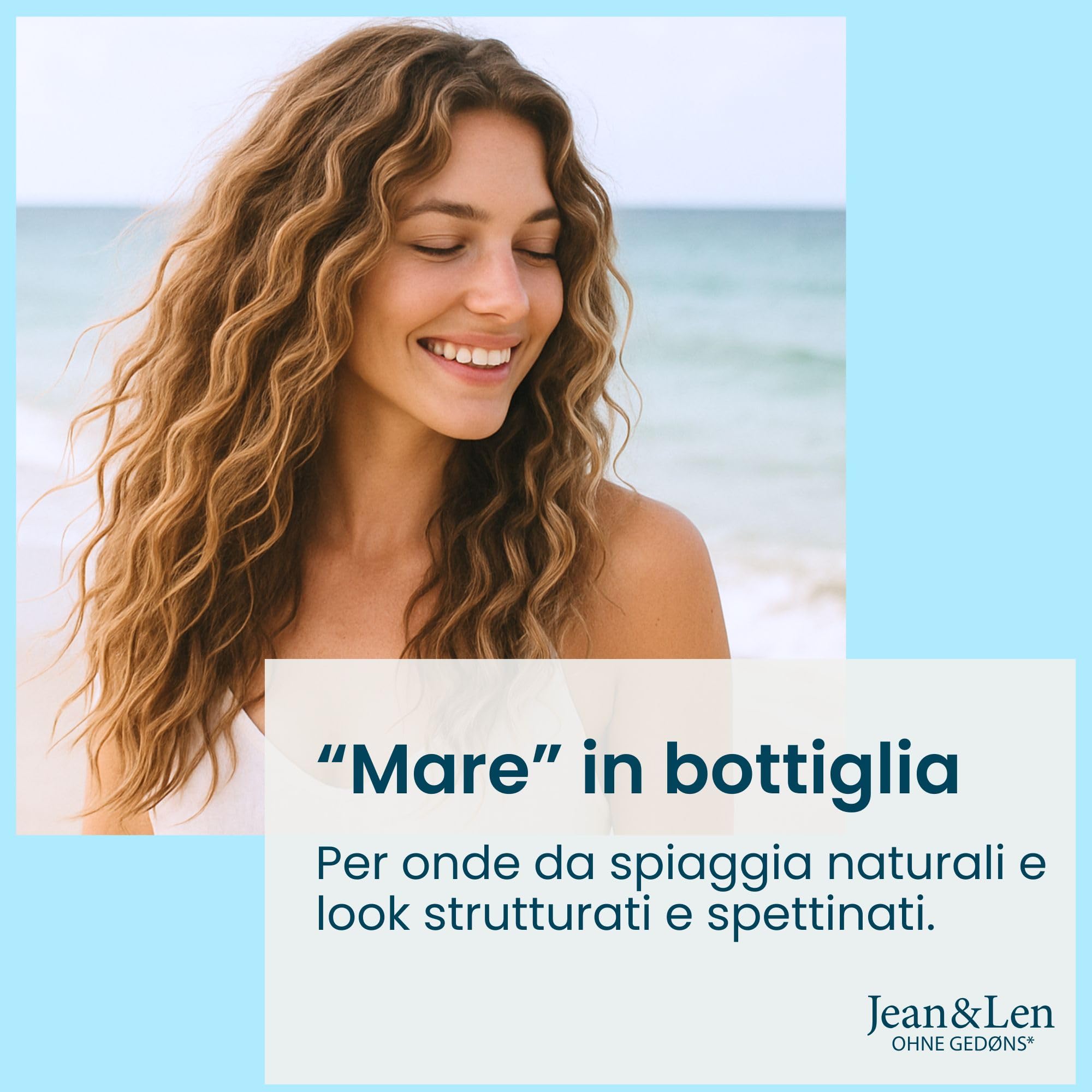 Jean & Len Sea Salt Spray per volume, corpo e tenuta, con sale marino ed estratto di alghe, per beachwaves e look undone, senza siliconi e parabeni, vegano, 200 ml