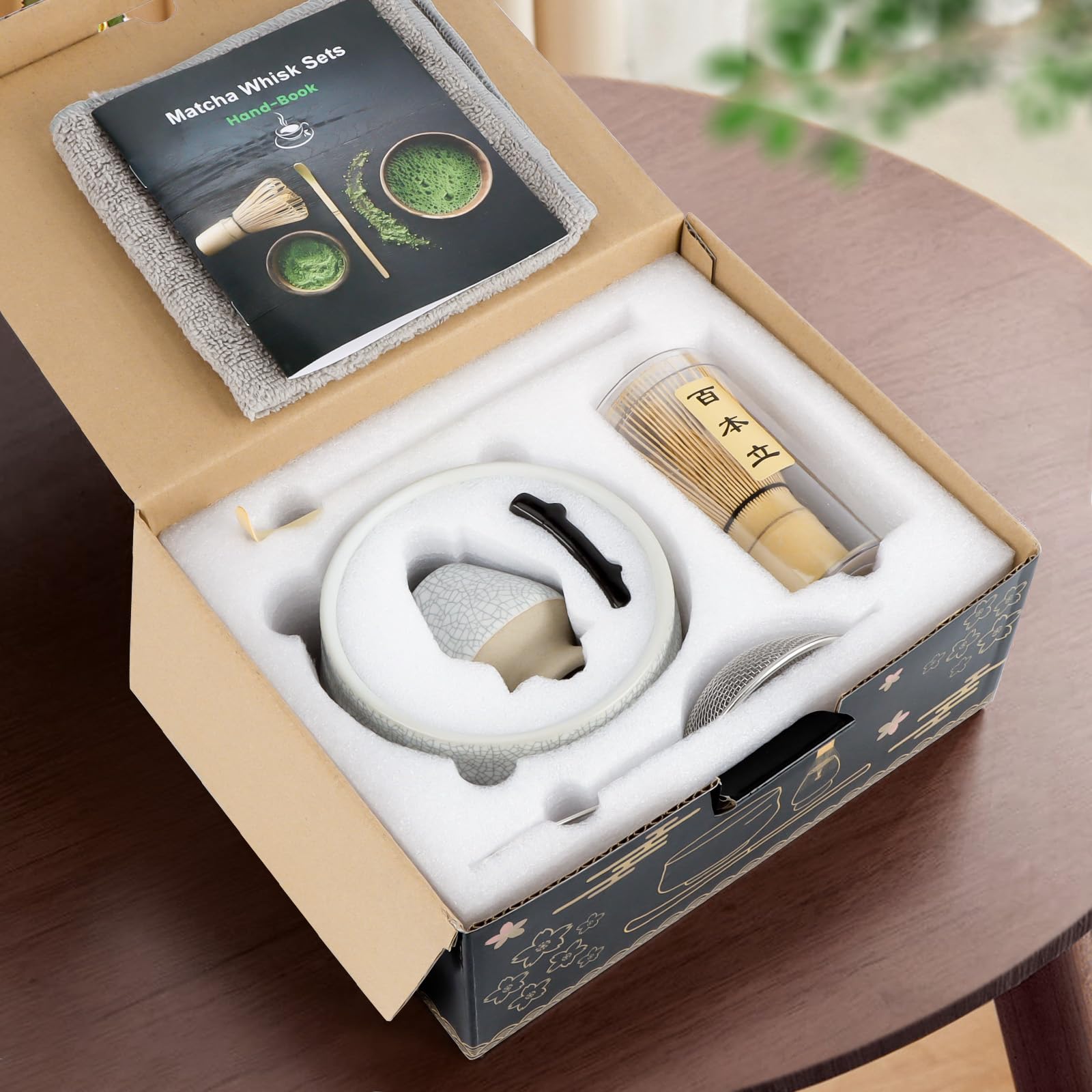 Kit Cérémonie Du Thé Matcha TOKYO Design Studio - 4 Pièces (bol, Fouet, Cuillère, Porte-fouet), Vert Turquoise, Cadeau élégant