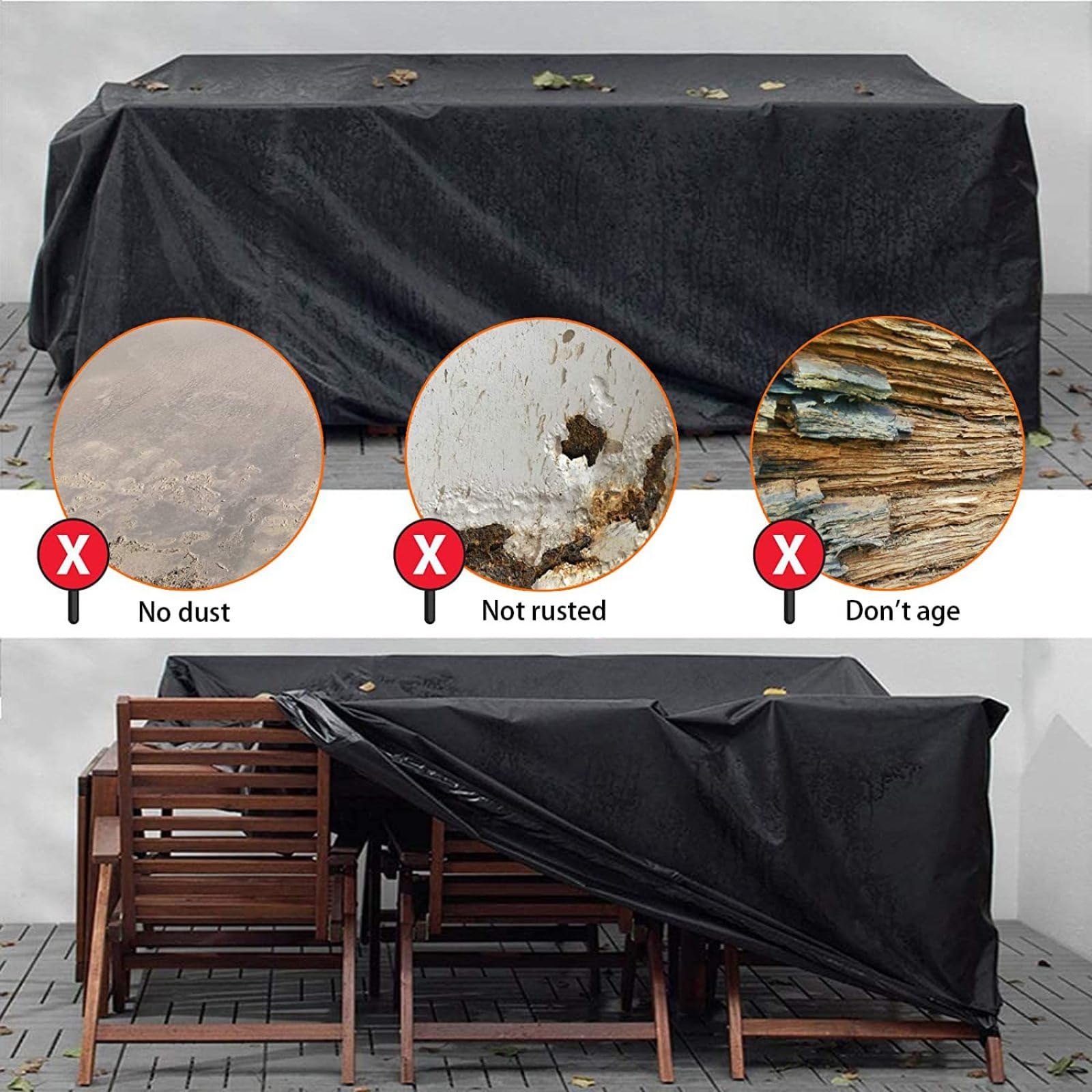 Schutzhülle Möbelsets 250x90x85cm Abdeckung für Gartenmöbel, Plane UV-Beständig wasserabweisend Winterfest reißfest
