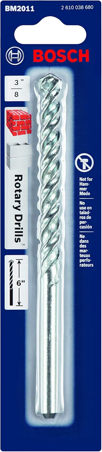 Bosch BM2011 3/8-inch Fast Spiral Rotary Masonry Drill Bit for Brick and Block (3/8" X 4" X 6")