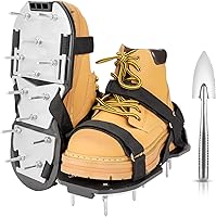 DenForste Lawn Aerator Shoes - Pre-Assembled Spike Shoes for Grass Lawn Garden Aeration, Adjustable Durable Black