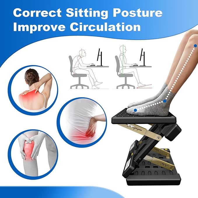 Reposapiés Plegable Ajustable Ergonómico para Oficina, 80 lbs, Cojín Suave miniatura 3