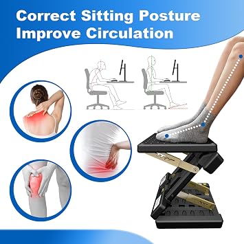 Foldable Foot Rest, Computer Foot Rest Under Desk, 12Modes Adjustable Ergonomic for Office, Loading Capacity 80 pounds, Removable EVA Cushion, All-Season(Black)