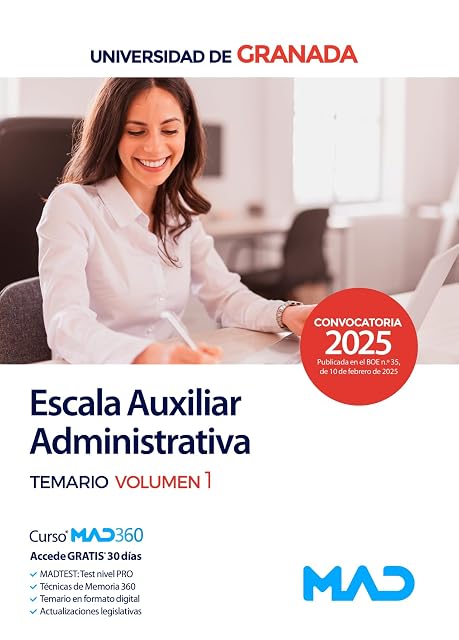 Portada de Escala Auxiliar Administrativa de la Universidad de Granada. Temario V