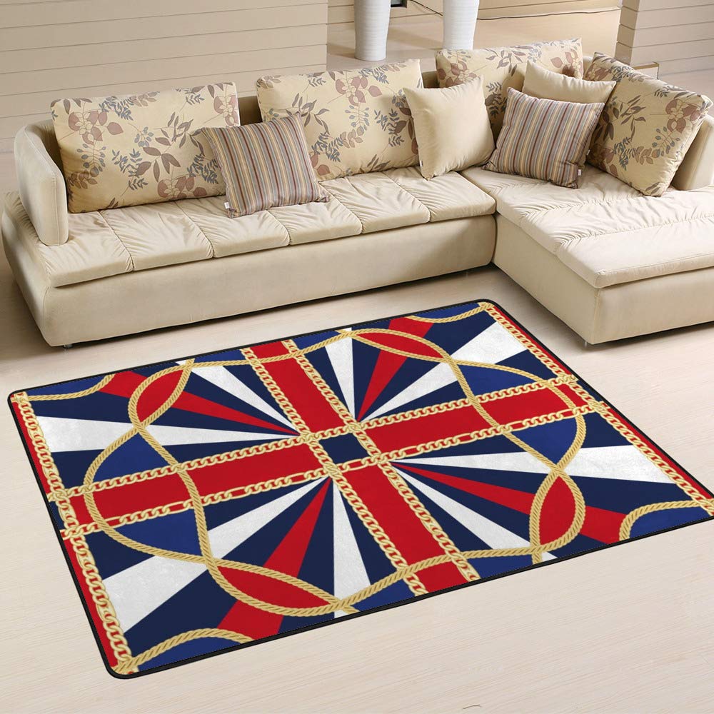 Tapis carré bleu à carreaux pour la salle à manger et le salon Ruchen