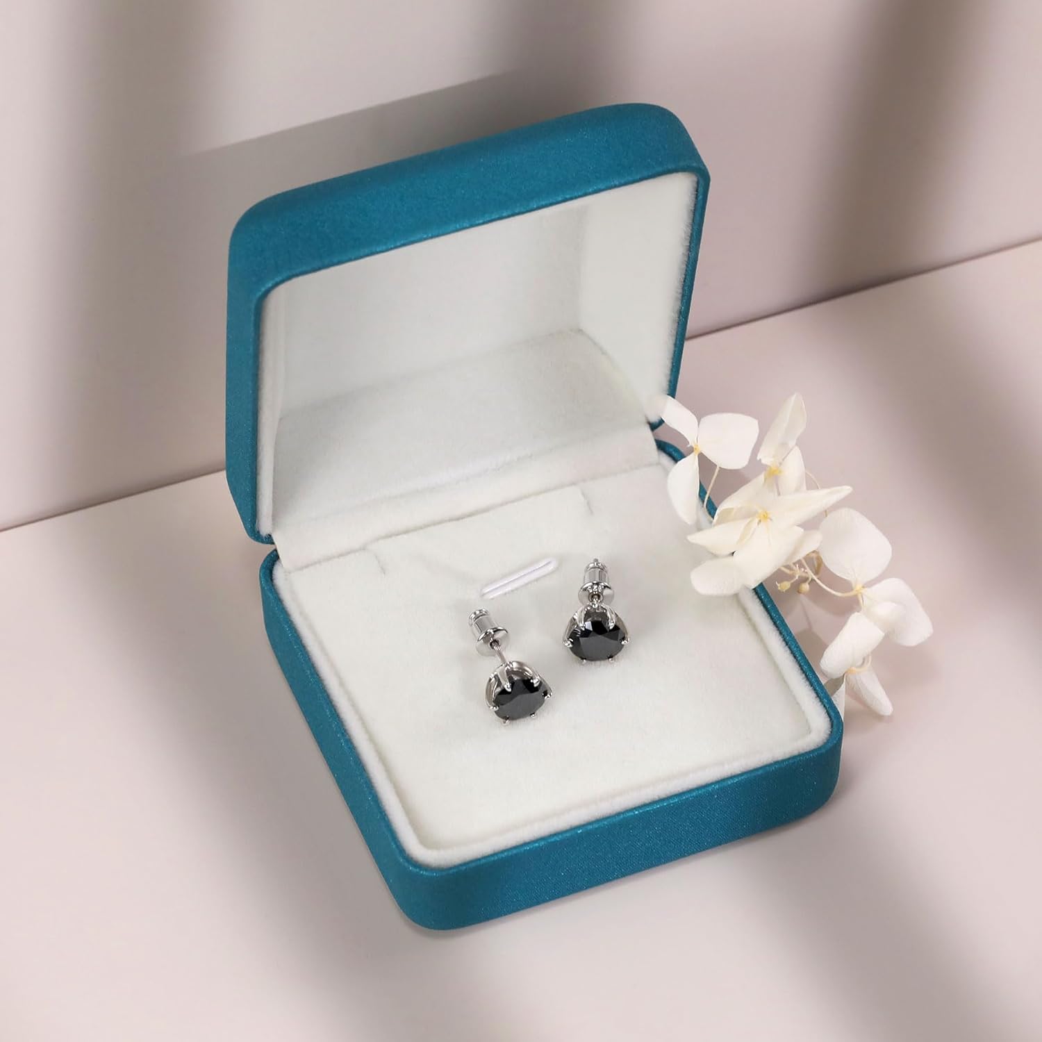 Silver/Black Moissanite Stud Earrings for Mens/Women 1-4CT Hypoallergenic Earrings 925 Sterling Silver Lab Created Round/Cushion Halo Stud Earrings - Image 6