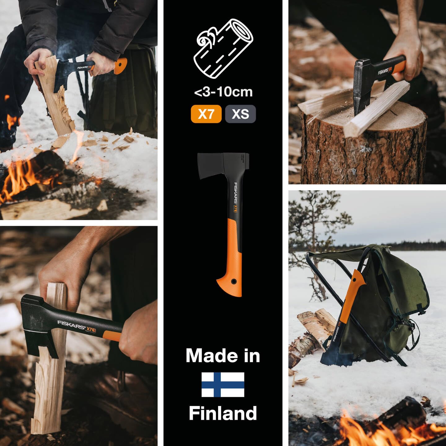 Fiskars X-Series Zestaw Siekiery z Ostrzałką, Czarny/Pomarańczowy, X7-XS