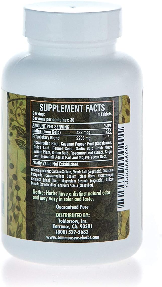 Common Sense Herbal Products HPC-12 (270): Hair, Plaque and Cholesterol with Iodine