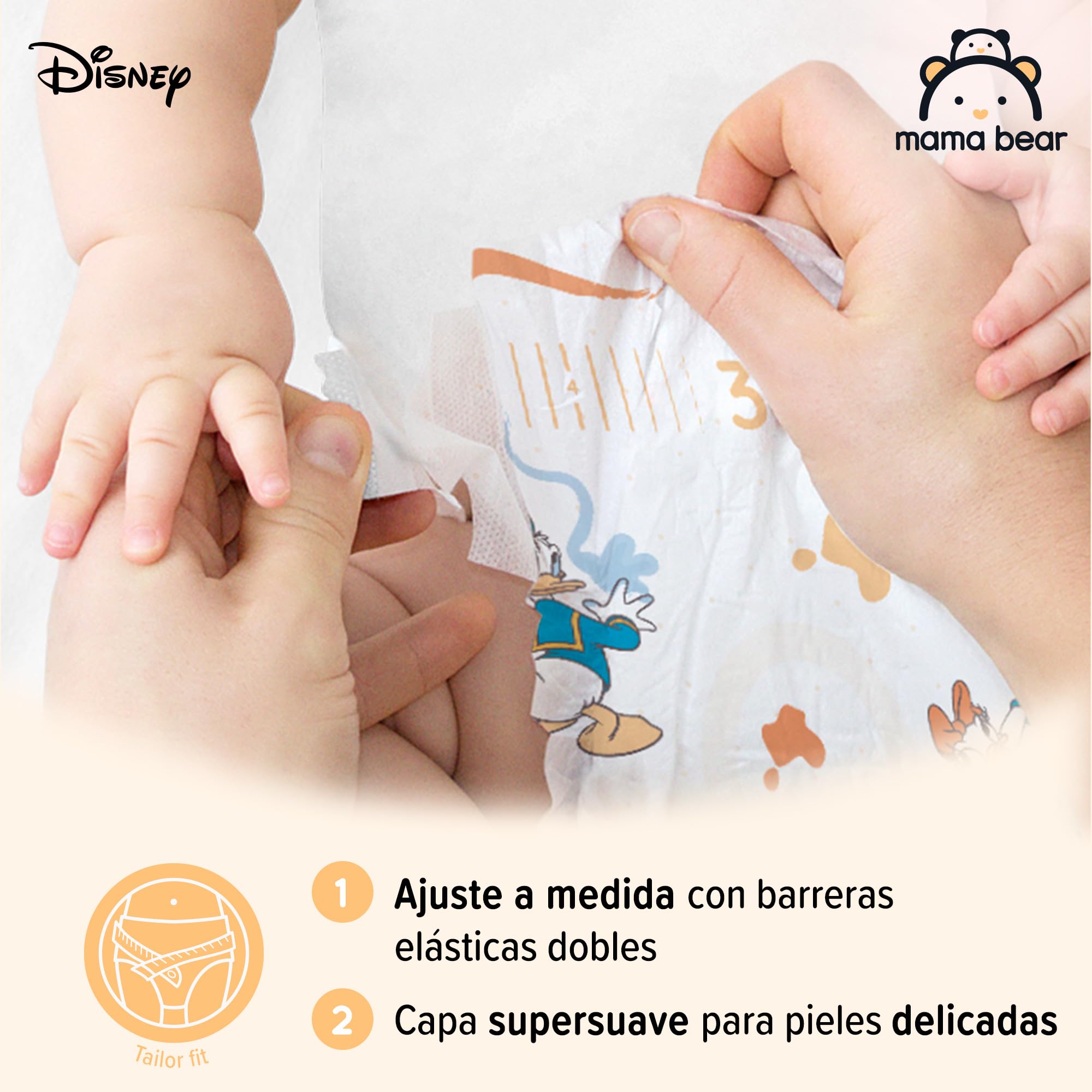 Marca Amazon - Mama Bear Disney pañales ultrasecos, Talla 3 (4-9 kg) , Blanco, 172 Unidad, 2 Paquetes de 86 - PACK MENSUAL