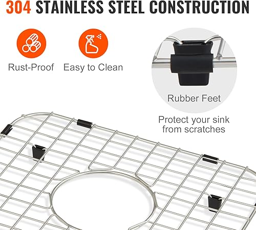 Miniatura 5 de VEVOR KM-BHQ-2302-SKU6 Protector de 2 piezas de acero inoxidable de 13.7 x 11.6 pulgadas, rejillas de drenaje centradas con radio de esquina R50,