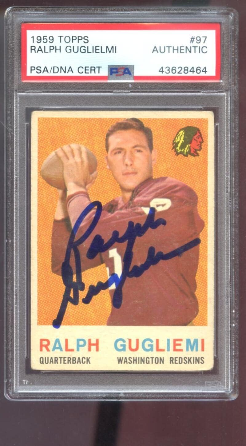 1959 Topps #97 Ralph Gugliemi Ralph Guglielmi AUTO SIGNED Autograph Autographed Card PSA PSA/DNA Football NFL COA