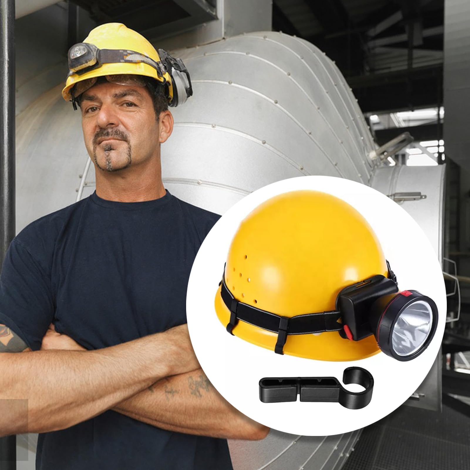 Pack de 10 clips para linterna frontal para casco, 4,6 x 1,5 x 1 cm, ligeros, 2,3 g, ganchos antideslizantes para correas de casco, accesorios de seguridad industriales y exteriores