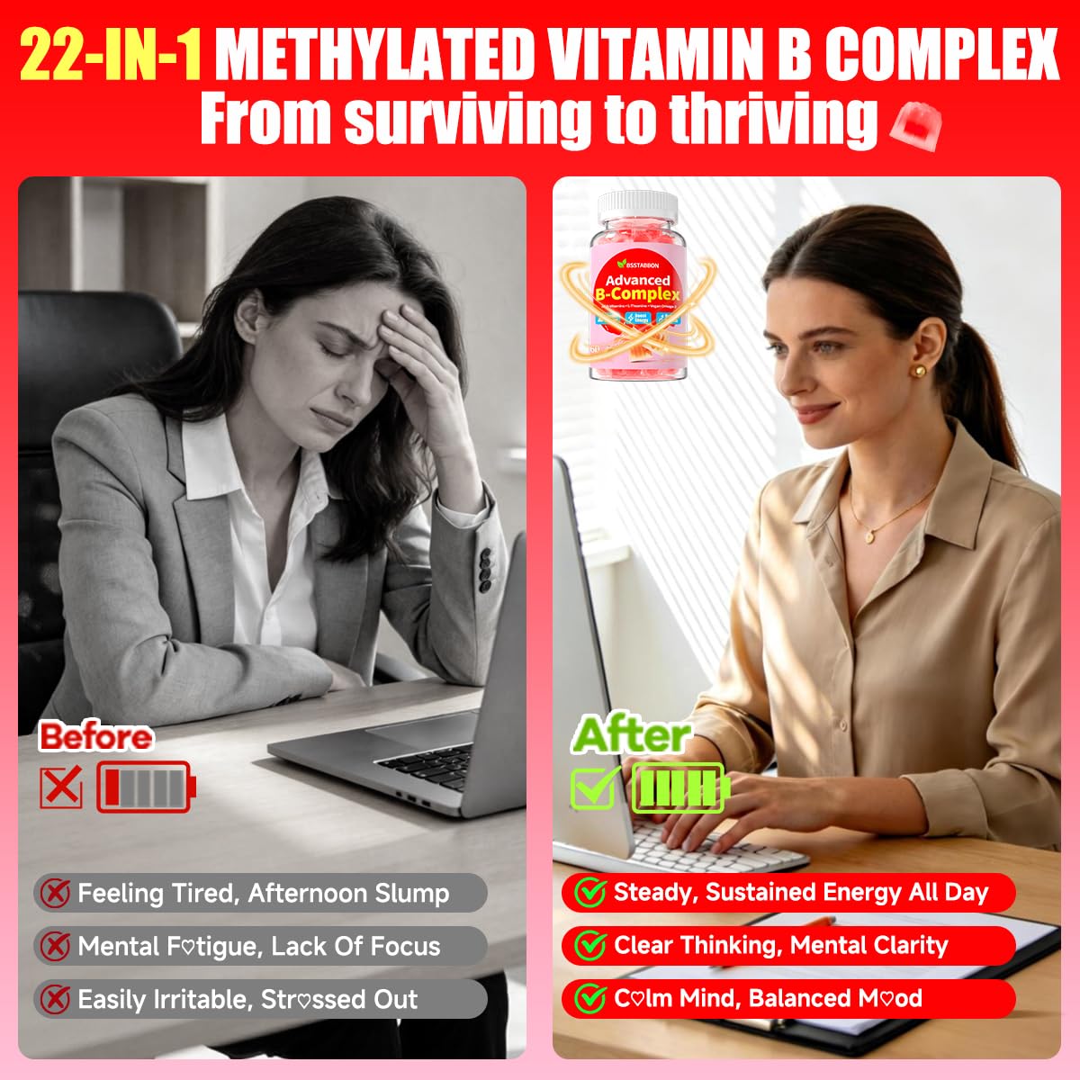 Methylated Vitamin B Complex Gummies: 22-in-1 for Daily Energy — Amazon image 2