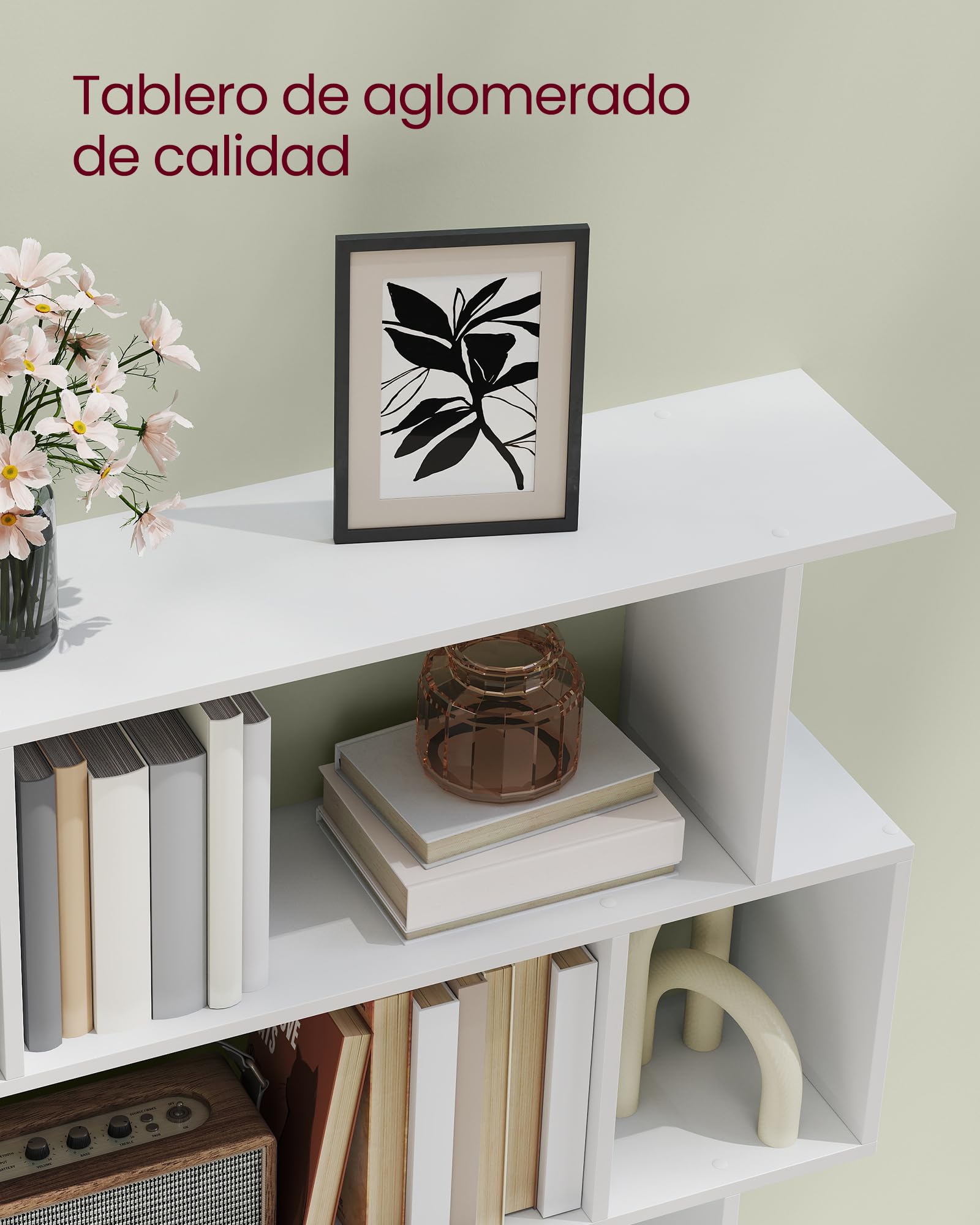 VASAGLE Custos Colección - Librería de 5 Niveles, 24 x 90 x 159 cm, Estantería de Almacenamiento, con Compartimentos Abiertos, para Sala de Estar, Dormitorio, Oficina, Blanco Nube LBC416W01