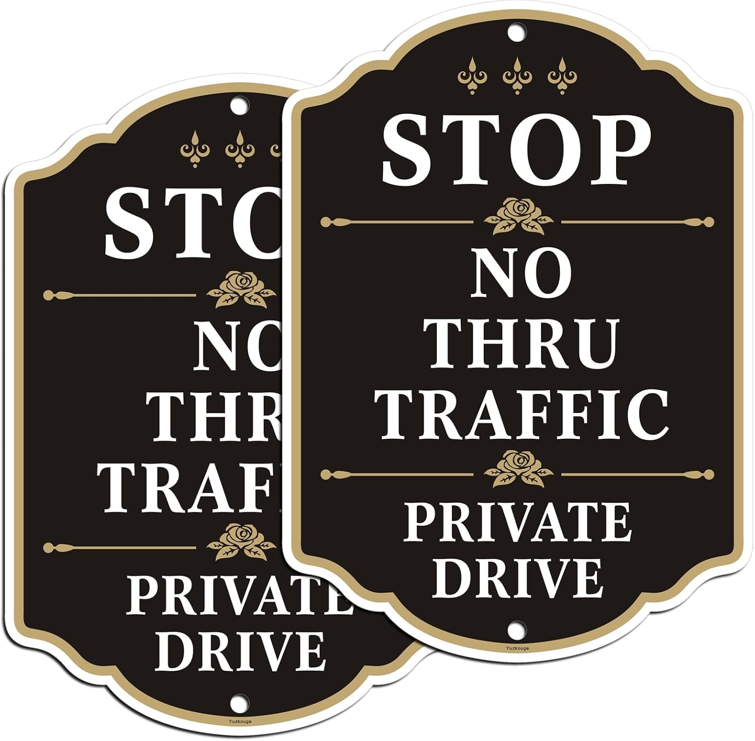 Stop No Thru Traffic Private Drive Sign - 2 Pack, 10” x 14” Rust Free Aluminum Private Drive Sign, Weatherproof, Fade Resistant, Easy Mounting.