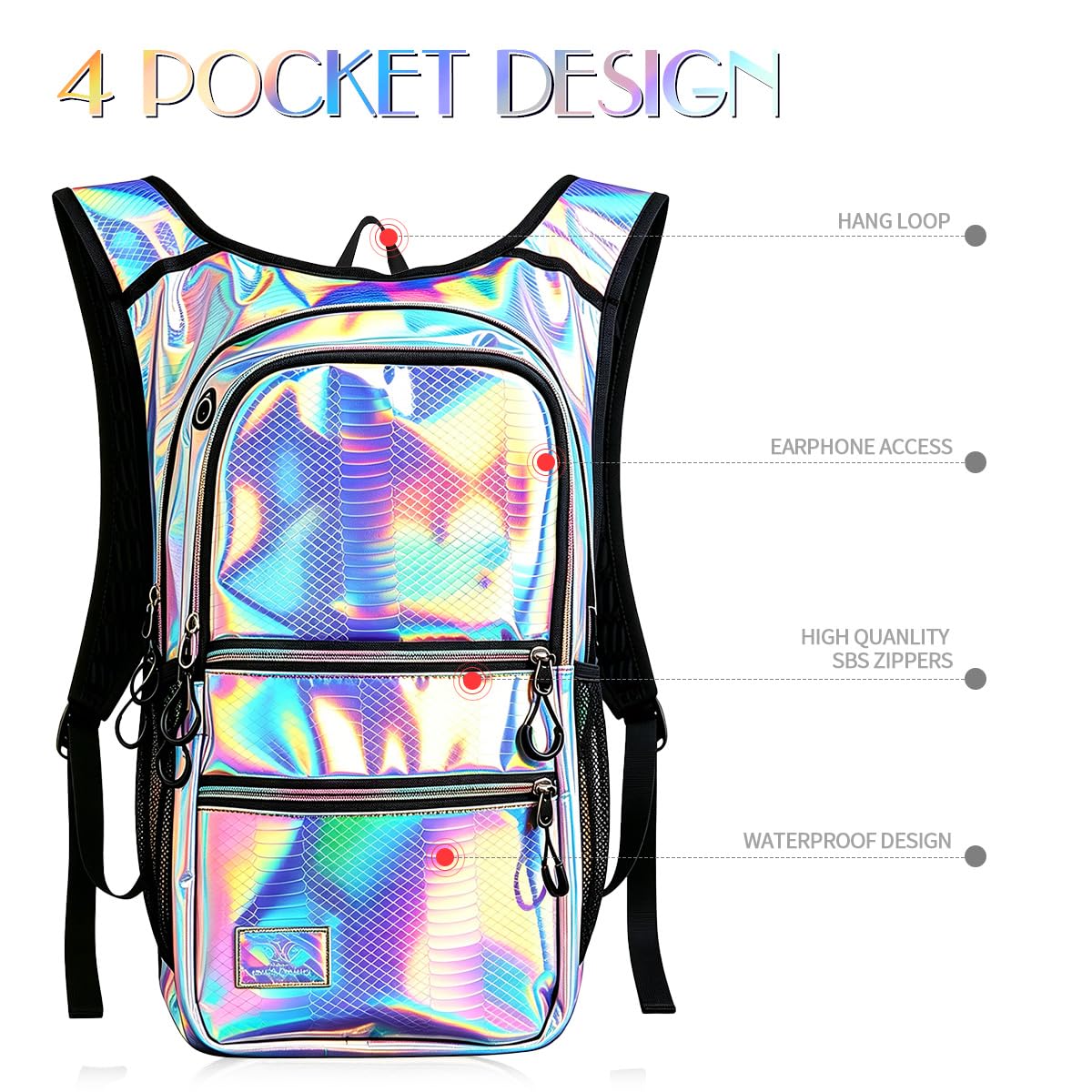 Mochila de agua colorida con vejiga de hidratación de 3L