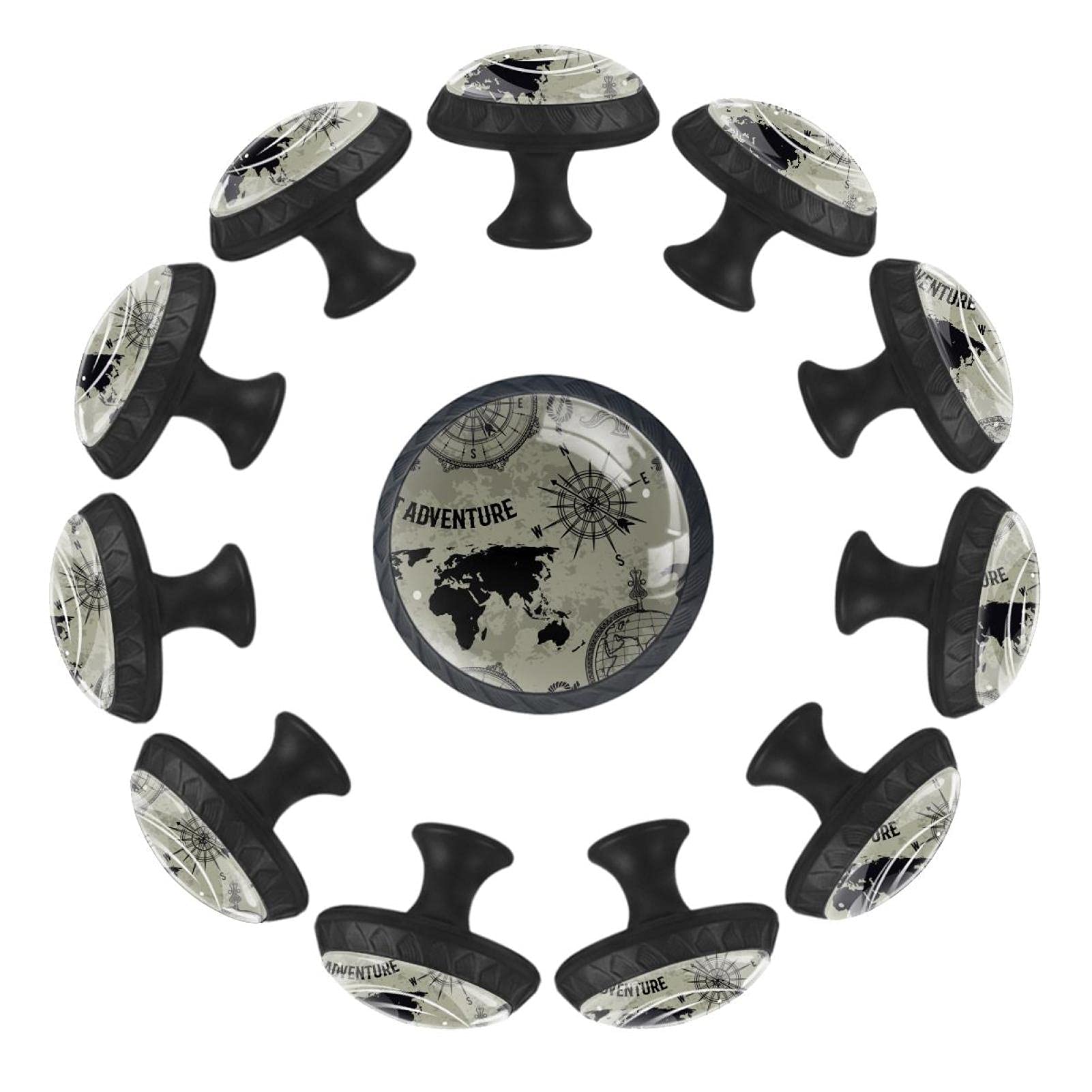 Bouton de tiroir de haute qualité motif carte du monde vintage 35 mm commode
