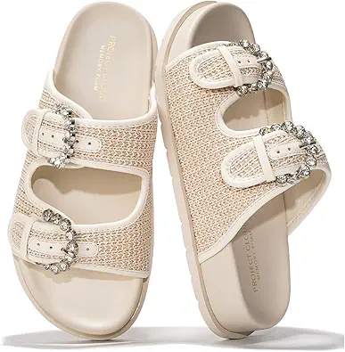 Project Cloud Platform Summer Sandals for Women 2025 - Comfortable and Adjustable Straps Summer Slides with Memory Foam Insole - Non-Slip Casual Womens Sandals