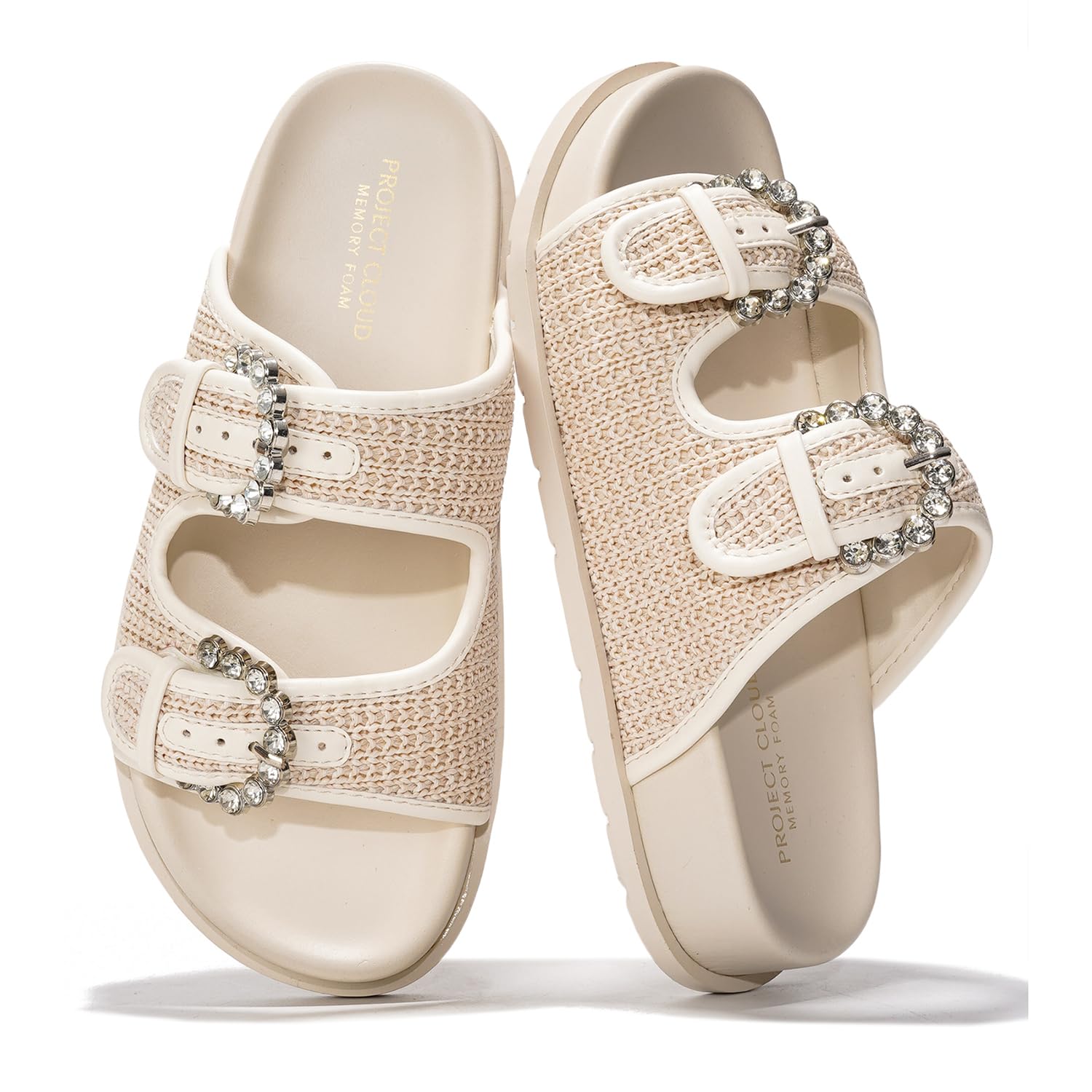 Project Cloud Platform Summer Sandals for Women 2025 - Comfortable and Adjustable Straps Summer Slides with Memory Foam