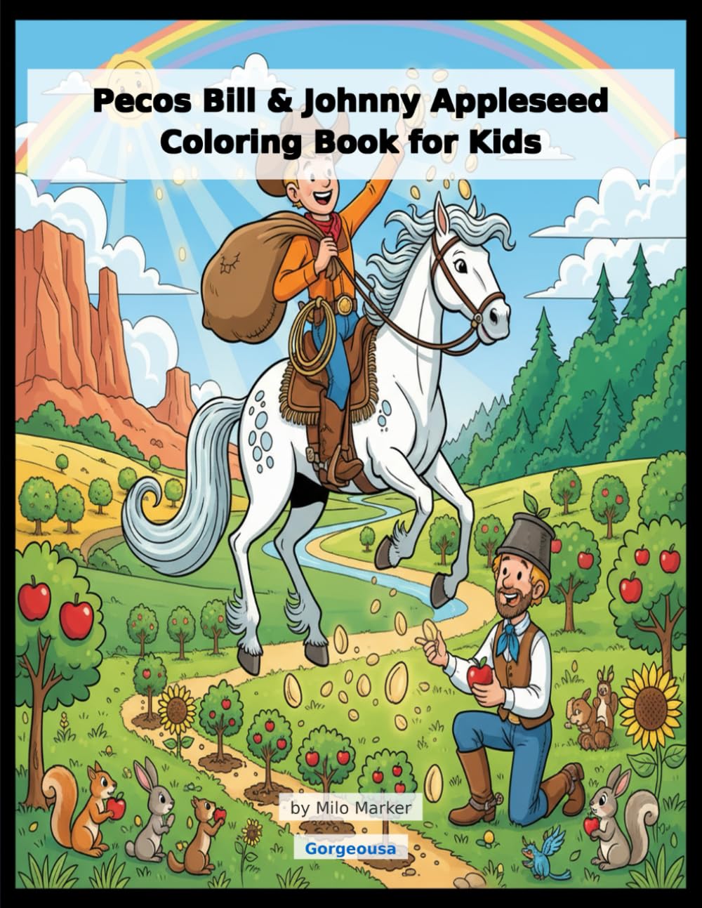 Pecos Bill & Johnny Appleseed Coloring Book for Kids