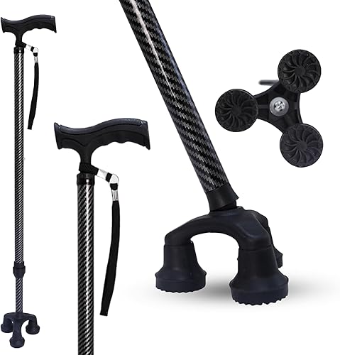 Dr. Aid Tripod and fourpod Walking Canes for Men & Women - Premium Aluminum Walking Cane - Adjustable, Non-Slip, Heavy-Duty 3 & 4 pronged Stick for
