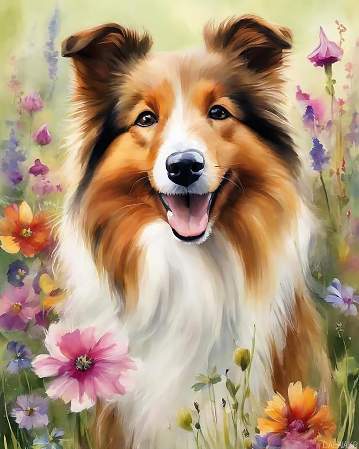 LAENAKR Paint by Numbers for Adult Sheltie Dog, Shetland Sheepdog DIY Canvas Oil Painting Kit for Beginner with Paintbrushes Acrylic Pigment Drawing Paintwork, 40x50cm, Without Frame