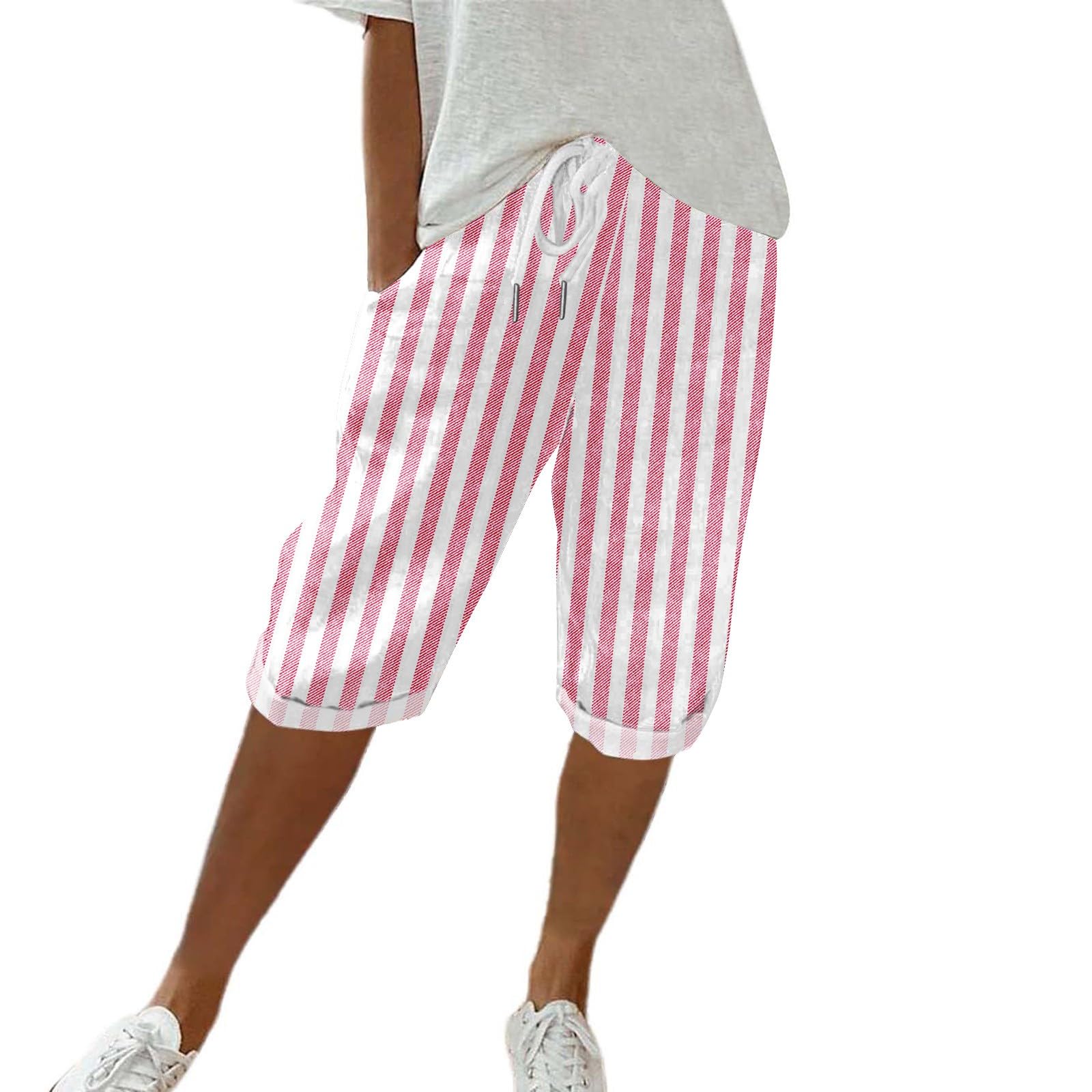 Pantalon rayé à paillettes pour sublimer les formes amples rose XL