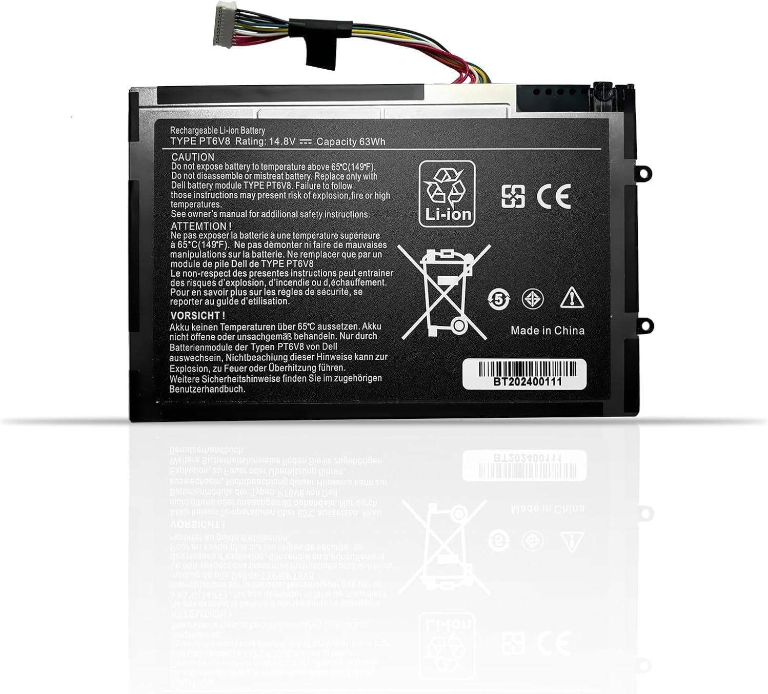 14.8V 63WH PT6V8 Battery for Dell 08P6X6 0DKK25 0PT6V8 0T7YJR 312-0984 8P6X6 999T2086F DKK25 KR08P6X6 KR-08P6X6 P06T T7YJR