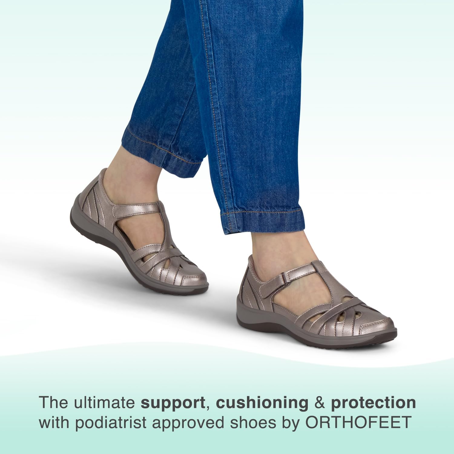 Orthofeet Women's Orthopedic Leather Juno Closed-Toe Sandals - Image 2