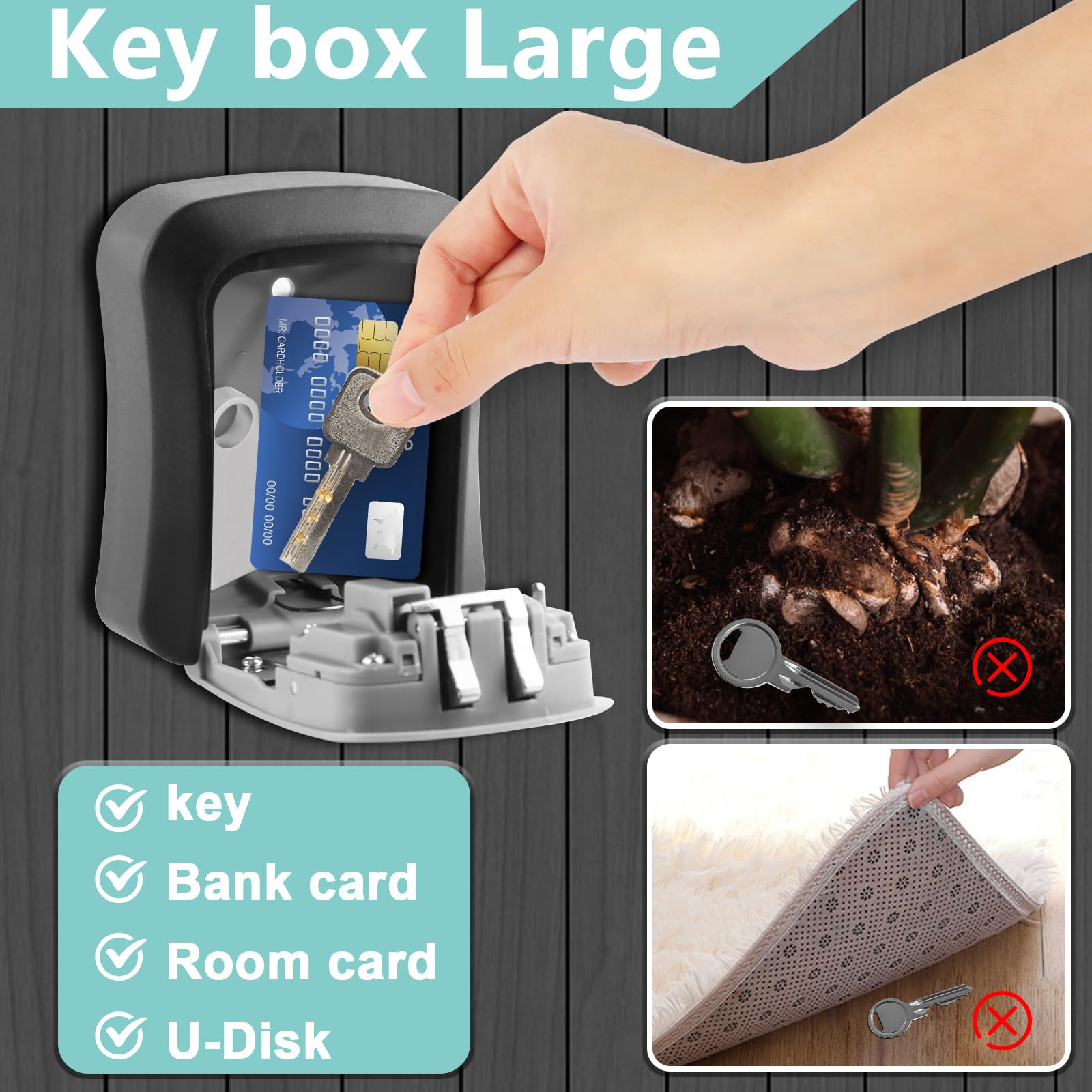 Caja fuerte para llaves con código de 4 dígitos, gran capacidad y resistente al agua