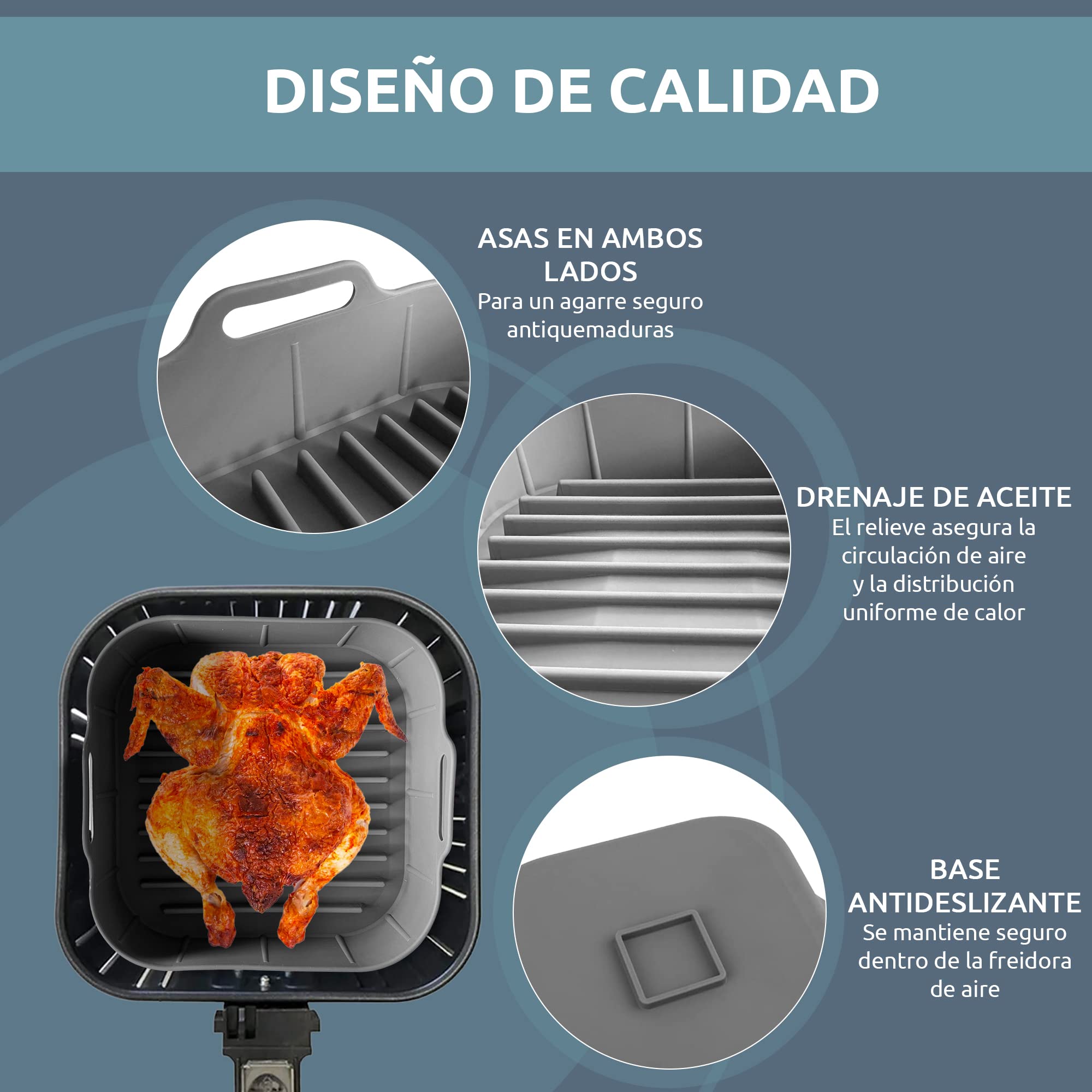 Alyvisun Teglia per Friggitrice ad Aria, 2 Pezzi Stampi Silicone Air Fryer Riutilizzabile Contenitore Teglie Friggitrice Aria Contenitori Cestello Vas | Leroy Merlin